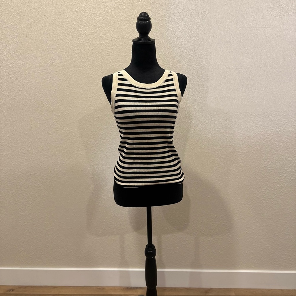 Striped Black and White Women's Tank Top